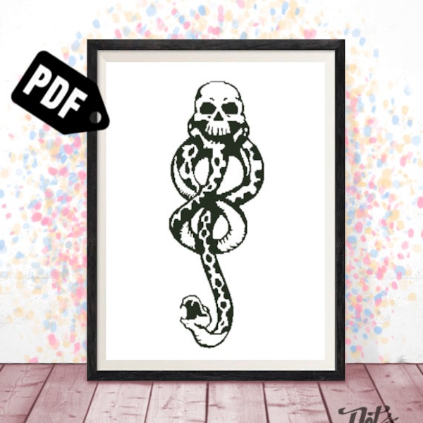 Cross stitch pattern for beginners - Embroidery - Needlepoint Kits - snake -  pdf Instant Download-PT-90