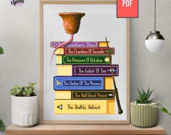 Books Cross Stitch Pattern: Fantasy Embroidery Design (PDF Download) Book Lover Wall Art Printable Chart PT-1138