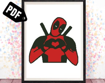 Cross stitch pattern for beginners - Embroidery Designs - Needlepoint Kits - superhero - Modern Decor - pdf Instant Download-easy-PT-136