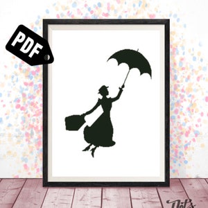 Kruissteekpatroon - voor beginners - borduurontwerpen - borduurpakketten - silhouet - oppas - modern - pdf Instant Download-easy-PT-102