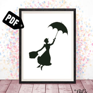 Cross stitch pattern - for beginners - Embroidery Designs - Needlepoint Kits - Silhouette - nanny - Modern -pdf Instant Download-easy-PT-102