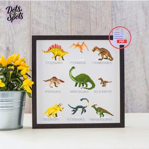 Dinosaurs Cross Stitch Pattern: Nursery Decor (Digital Download) P 1042
