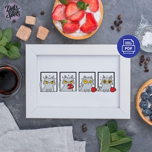 Funny Cat Cross Stitch Pattern: Beginner Embroidery (PDF Download) PT-331