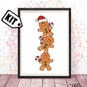 Kit de punto de cruz - Patrón de punto de cruz navideño - Hombrecito de jengibre - alegría-navidad-noel-vacaciones-bordado-bordado-para niños-santa-decoración-K-61