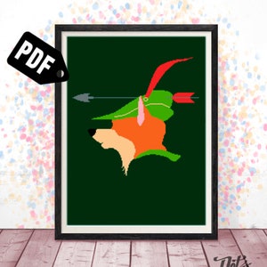 Point de croix de dessin animé - motif de point de croix de renard - pour les débutants - motifs de broderie - Kits de tapisserie - pdf téléchargement instantané - PT-375