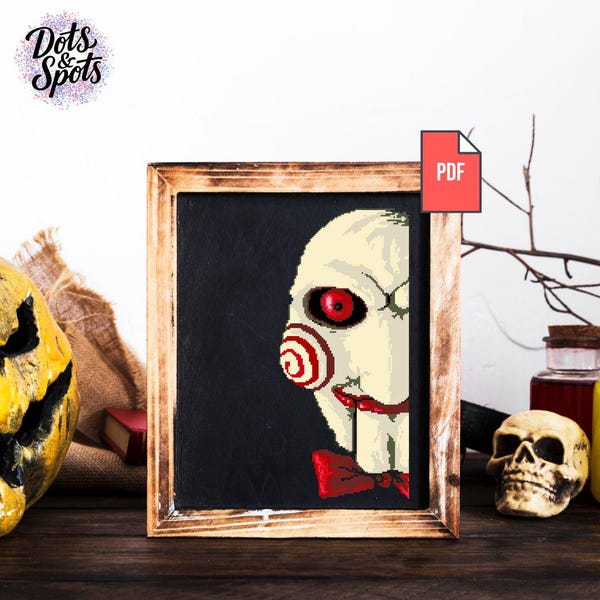 Padrão de Ponto Cruz de Filme de Terror: para iniciantes - Bordado em Estilo Terror Sombrio - Kits de Bordado (Padrão em PDF) PT-754