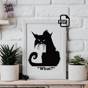 Modèle de point de croix pour débutants - Broderie - Kits de broderie - Amour de chat-Silhouette-animal-Décoration moderne-pdf Téléchargement instantané-facile-PT-108