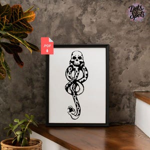 Cross stitch pattern for beginners - Embroidery - Needlepoint Kits - snake -  pdf Instant Download-PT-90