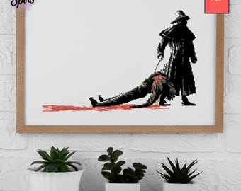 Horror Movie Cross Stitch Pattern: Old Movie Embroidery (PDF Download) P 1023