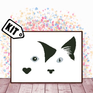 初心者向けクロスステッチキット - 犬猫クロスステッチパターン - シルエット - 動物 - ニードルポイント - 刺繍 - 壁飾り - 簡単 - K-283
