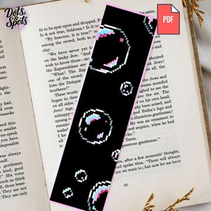 Bubbles Cross Stitch Bookmark Pattern: Reading Lover Embroidery Pattern Beginner PDF Digital Download P 591