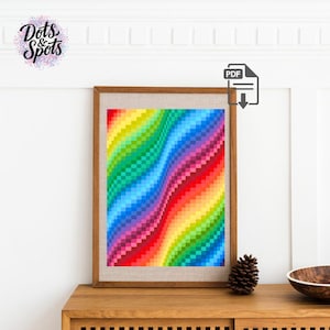 Geometric Rainbow Cross Stitch Pattern: Modern Embroidery (PDF Pattern) PT-811