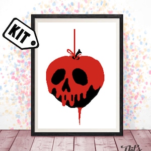 Cross Stitch KIT - Cartoon cross stitch pattern - Embroidery - Needlepoint - Silhouette - Characters - apple - easy - xmas gift - K-349