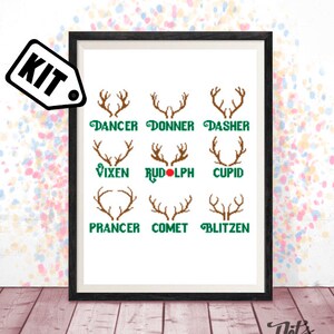 Cross Stitch  KIT - Christmas cross stitch pattern - joy - xmas - noel - holiday - tree - deer - for kids - believe-santa-Modern Decor-K-495