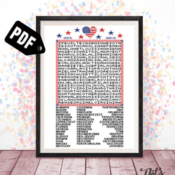 Cross stitch pattern - for beginners - Embroidery Designs - Needlepoint Kits -  silhouette - Word search cross stitch pattern - PT-774