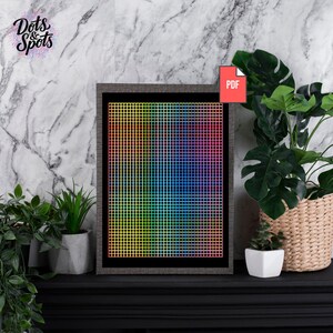 Patrón geométrico de punto de cruz: Arte mural moderno con arcoíris (descarga en PDF) PT-887