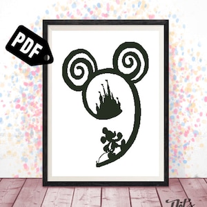 Castle cross stitch pattern for beginners - Embroidery - Needlepoint Kits - Cartoon - Mouse -Princess-Magic-pdf Instant Download-easy-PT-105