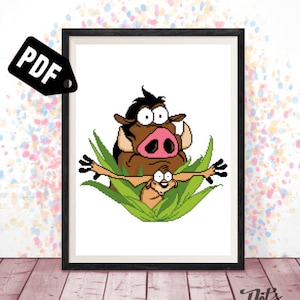 Modèle de point de croix - pour débutants - motifs de broderie - kits de broderie - dessin animé - animal - moderne-pdf téléchargement immédiat-easy-PT-823