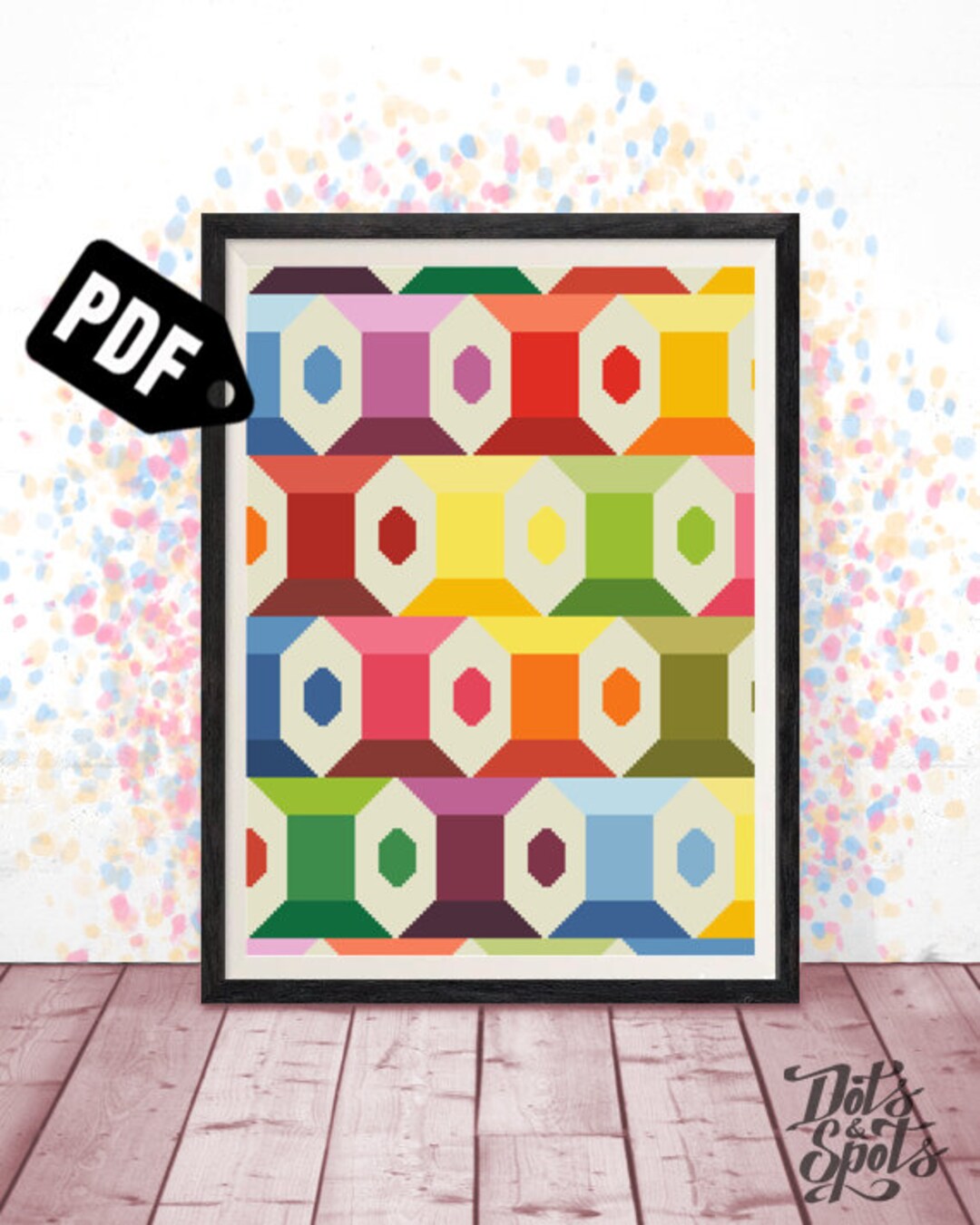 Geometric Cross Stitch Pattern for Beginners Geometric Wall Art