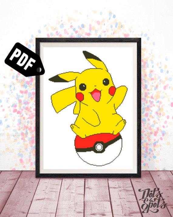Inspired By Detective Pikachu Pokemon Cross Stitch Pattern Kid Room Easy Cross Stitch Cartoon Bombshell Pdf Instant Download Easy Pt 257
