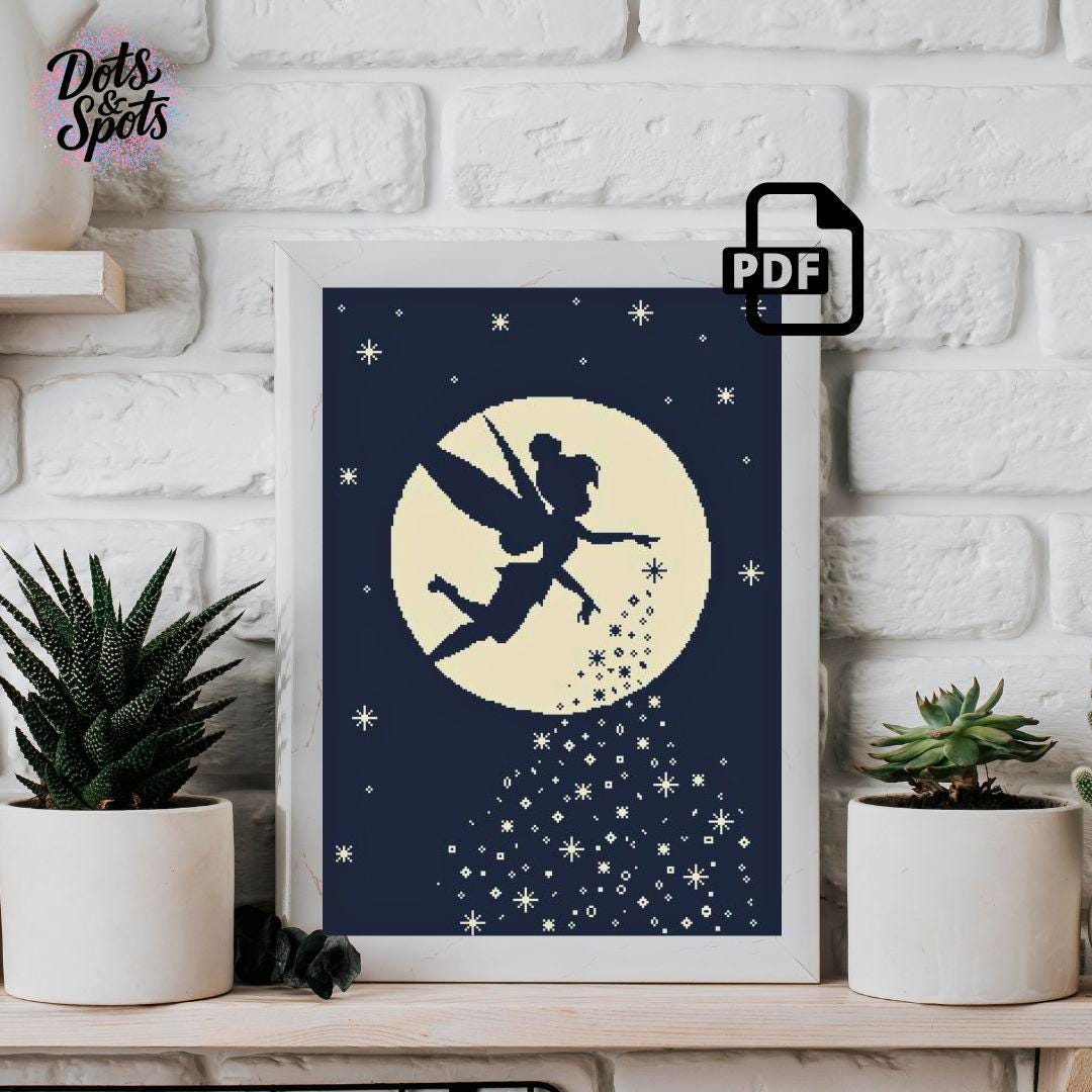 漫画の妖精クロスステッチパターン：魔法のシルエット魔法の夜空刺繍