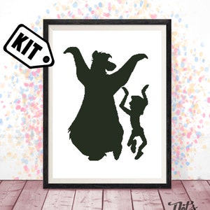 Cross Stitch KIT - Cartoon cross stitch - silhouette cross stitch - bear cross stitch - easy - Characters - Embroidery - Needlepoint - K-79