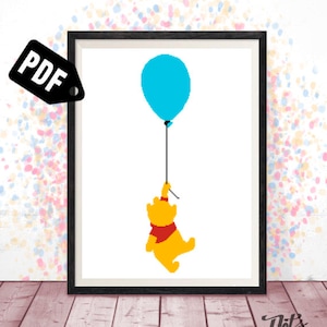 Cross stitch pattern for beginners - Embroidery - Needlepoint Kits - Silhouette - Cartoon - bear - piglet - pdf Instant Download - PT-390
