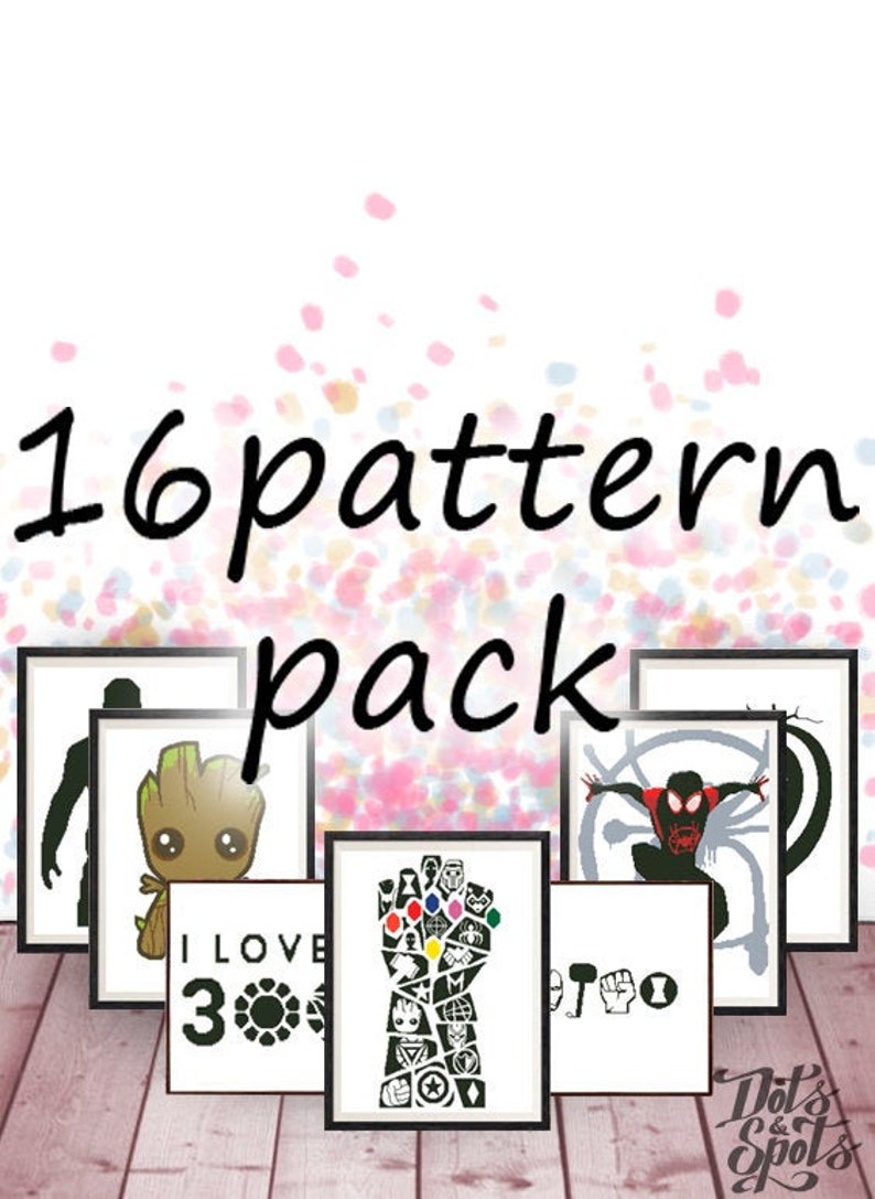 Embroidery Needlepoint Kits Set of 16 cross stitch for beginners Modern Decor-pdf Instant Download-ST-02 cross stitch pattern pack