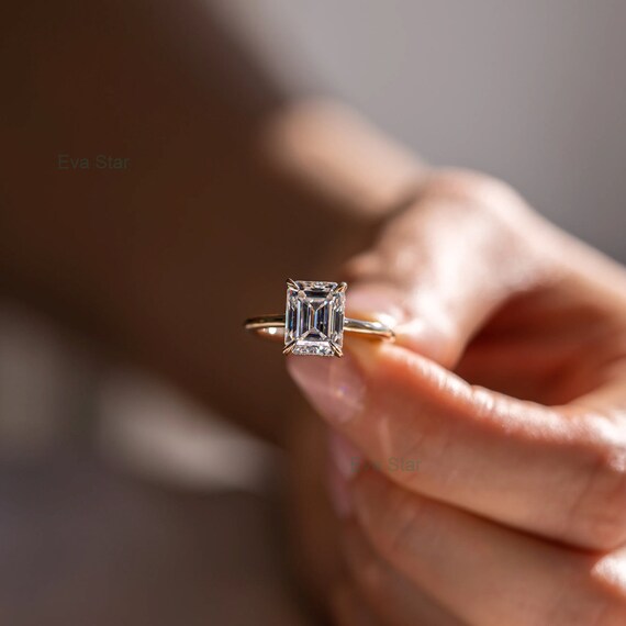2.5 CT Emerald Cut Lab Grown Diamond Engagement Ring F VS1 Lab
