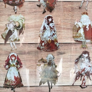 Nastro adesivo per PET con ragazza con vestito sanguinante dell'orrore, nastro trasparente, adesivi kawaii, kit di diario spazzatura per pianificatore, album di ritagli/Bf-02