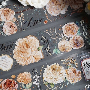 Vintage PET-tape met bruine bloem, doorzichtige tape, kawaiistickers, rommeldagboekkit voor planner, plakboek | Hoshi-02