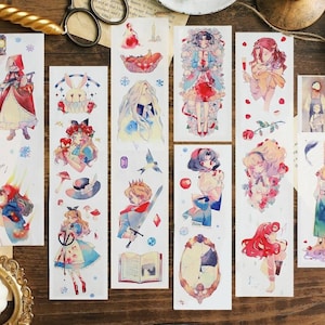 Horror, gotische sprookjes PET-tape, washi en doorzichtige tape, junk Journal Kit voor planner, plakboek | Alice in Wonderland, Miaopaji-05
