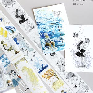 Fita adesiva PET para escola, adesivo washi para diário, material para planner, fita decorativa kawaii (Mood-430)