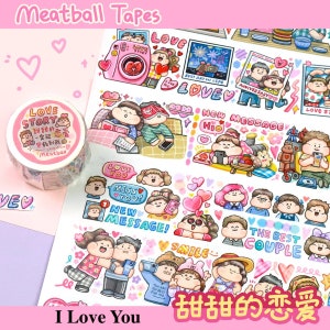 Washi-tape met gehaktbal, schattige stickers, Bullet Journal, planner| Ik hou van jou, lieve stelletjes, MTB-40