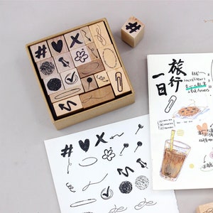 Houten rubberen stempel, Bullet Journal-postzegels, plannerstempel, junkjournaal, kleine plekjes, emotie, stemming-354