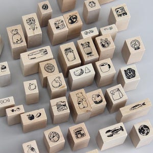 Mini timbri in gomma per cibo, bevande e frutta, timbri in legno, timbri per bullet journal, planner, Mood-438