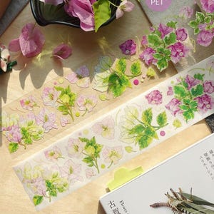 Bougainvillea Flower PET Tape, Washi Tape, Kawaii Sticker, Junk Journal Kit, Bullet Journal, JYS-12
