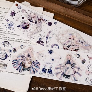 Stars, Celestial Girl PET-tape, washi/transparante tape, kawaii-stickers, junk-dagboekkit voor planner, plakboek | Reco-11