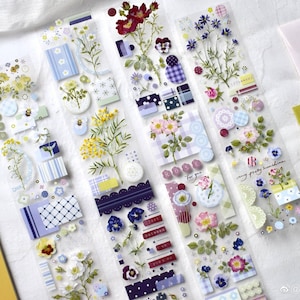 Nastro PET con fiori primaverili, nastro washi e trasparente, adesivi kawaii, kit di diario spazzatura per planner, album di ritagli/rose, floreale, bacche selvatiche-01
