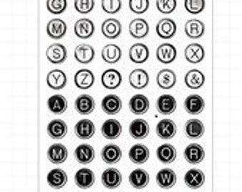 Juego de sellos de goma para planificadores del alfabeto, sellos para bullet journal, diario basura, letras para máquina de escribir, estado de ánimo-228