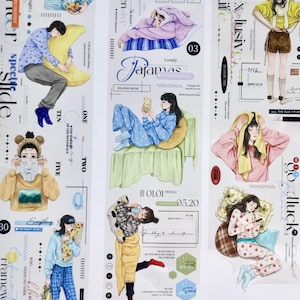 Stickers fille à la maison, ruban PET, ruban adhésif Washi, journal indésirable, Bullet Journal, humeur-414