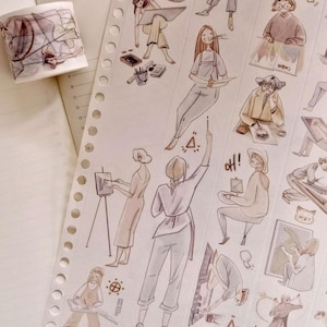 Nastro washi YDK "Dipingere una ragazza", adesivi carini, bullet journal, planner, diario spazzatura, Nailyo-92