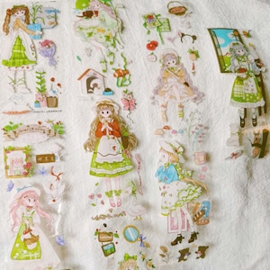 Spring Cottagecore Girls PET Tape, Washi Tape, Kawaii Aufkleber, Junk Journal Kit für Planer, Scrapbook| Nebel-02
