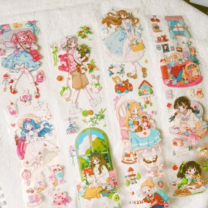 Urlaub Mädchen PET Tape, Washi Tape, Kawaii Aufkleber, Junk Journal Kit für Planer, Scrapbook| Nebel-11