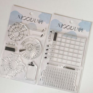 Stempels, Plannerstempels, Clear Stamps, Bullet Journal, Tijdcirkeldiagram, Maandelijkse gewoontetracker, Mood-360