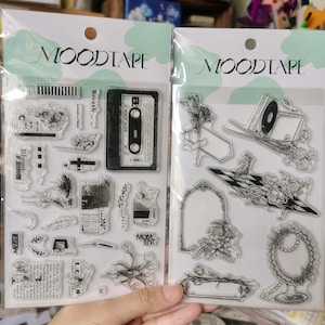 Tampons en caoutchouc cadre fleur, jeu de tampons, tampon Bullet Journal, journal indésirable, humeur-389
