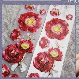 Kamelie PET Tape, Washi Tape, Kawaii Aufkleber, Junk Journal Kit für Planer, Scrapbook| YMS-01