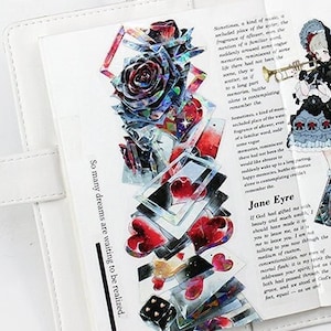 Nastro PET con carta a forma di cuore, nastro washi/trasparente, kit per diario spazzatura, adesivi per diario per bullet journal, album di ritagli/Punksteam, Mood-306