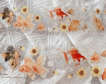 Goldfish PET Tape, Washi/Clear Tape, Kawaii Stickers, Junk Journal Kit for Planner, Scrapbook| Museum-07