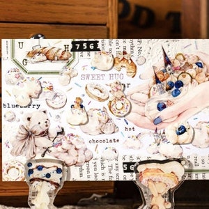 Orsetto giocattolo in nastro PET Sweet Castle, nastro washi/trasparente, adesivi kawaii, kit di diario spazzatura per planner, album di ritagli/Reco-02